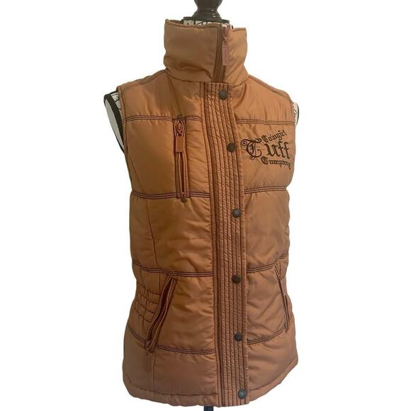 COWGIRL TUFF Co. PUFFER VEST SIP BUTTON DOWN GOLD/BLACK EMBROIDERED SZ S COUNTRY - Picture 15 of 16